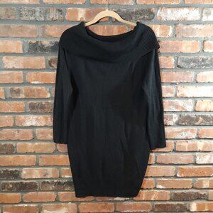 NY & Co Soho Street Black Cowl Neck Mini Sweater Dress Cozy Date Night Women's M